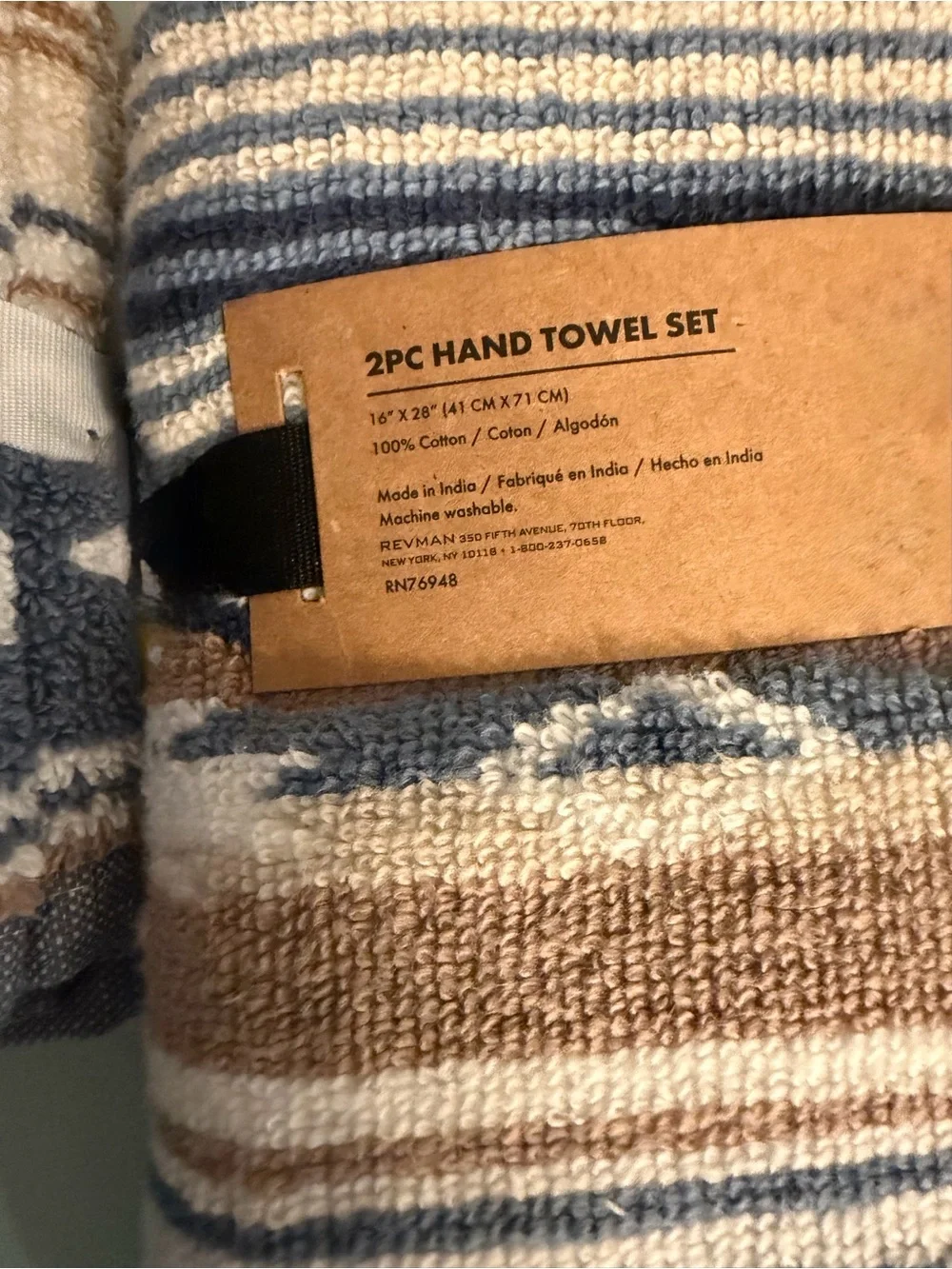 Wrangler Blue, Tan & White Southwestern Pattern Hand Towels & Wash Towels